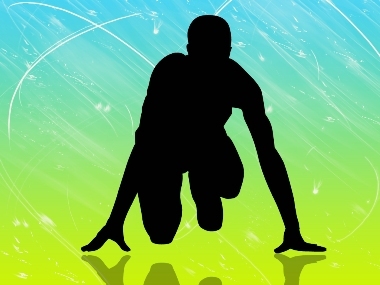 Featured is a vector graphic of a track athlete by Mexican graphic artist Mario Alberto Magallanes Trejo.